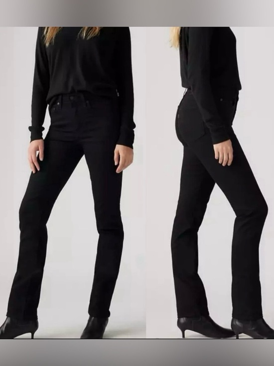 Levi's Denim - Levi’s Premium 724 High Rise Slim Straight Jeans Women’s 31 Black Stretch Chic